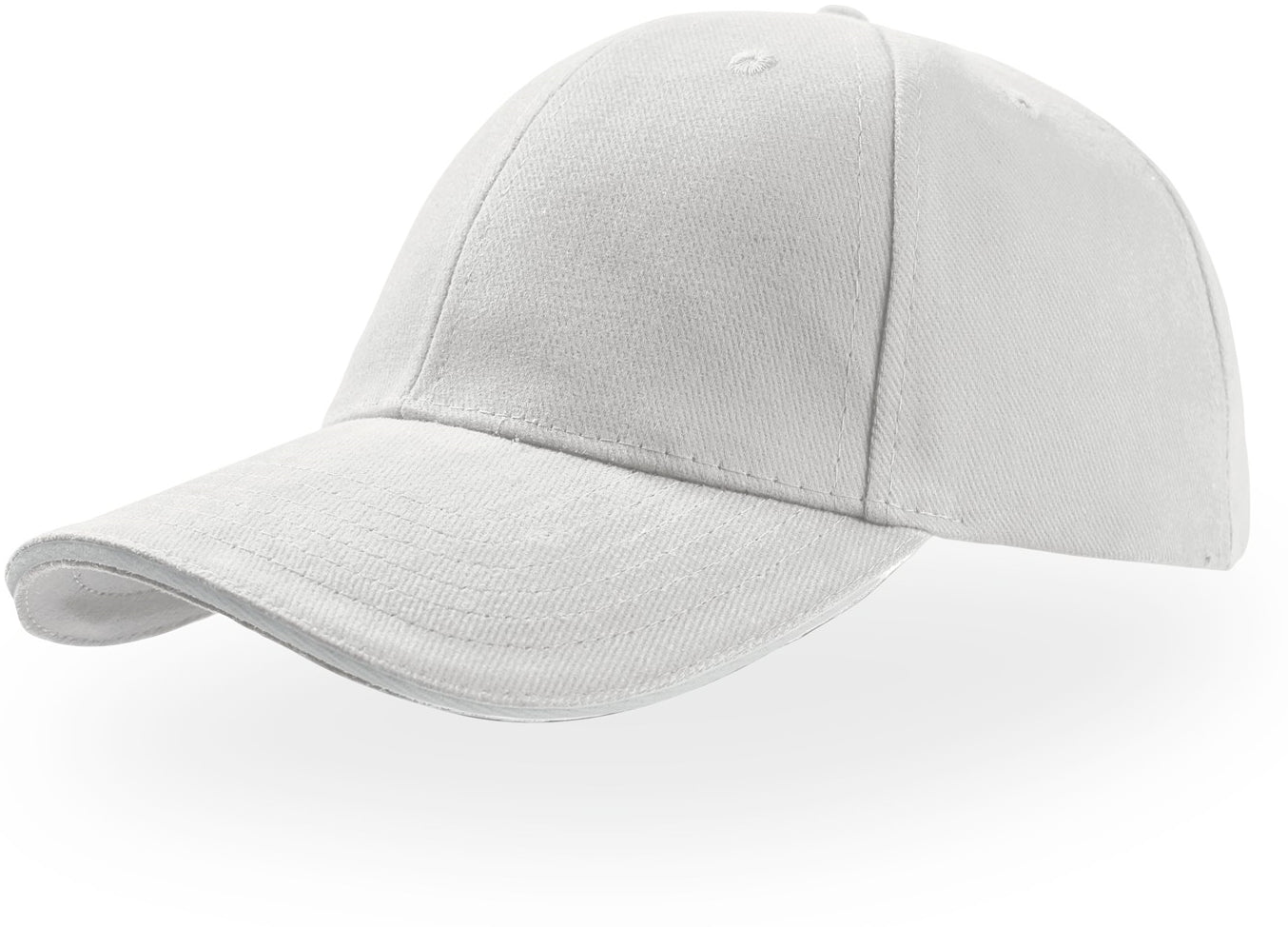 Atlantis Liberty Sandwich Heavy Brush Cotton 6 Panel Baseball Cap - White/White