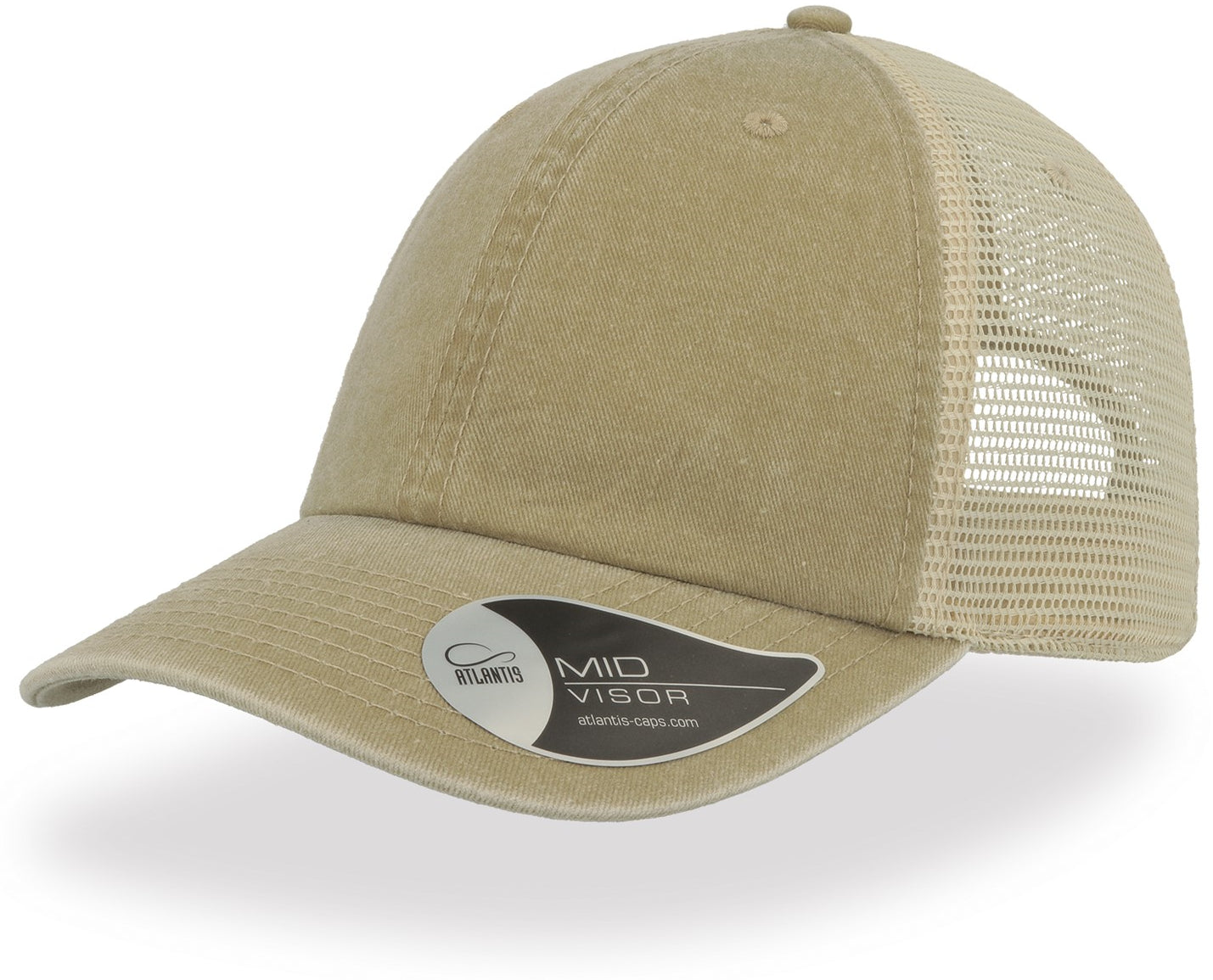 Atlantis Case Pigment Dyed 6 Panel Trucker Cap - Khaki