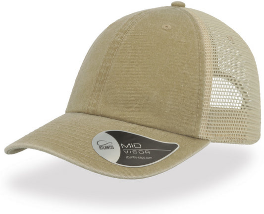 Atlantis Case Pigment Dyed 6 Panel Trucker Cap - Khaki
