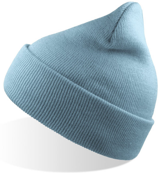 Atlantis Wind Beanie With Turn Up Double Skin - Light Blue