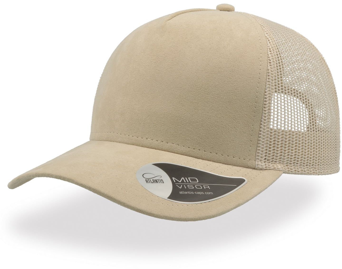 Atlantis Rapper Suede 5 Panel Trucker Cap - Beige