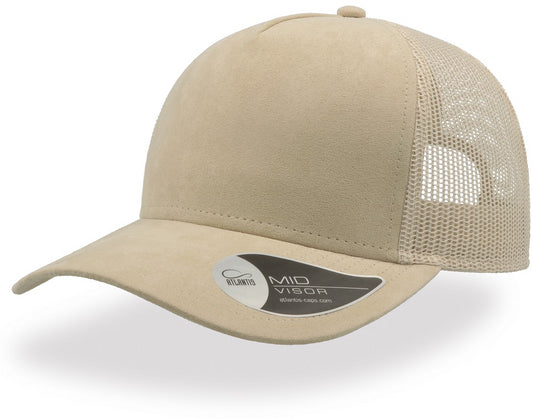 Atlantis Rapper Suede 5 Panel Trucker Cap - Beige