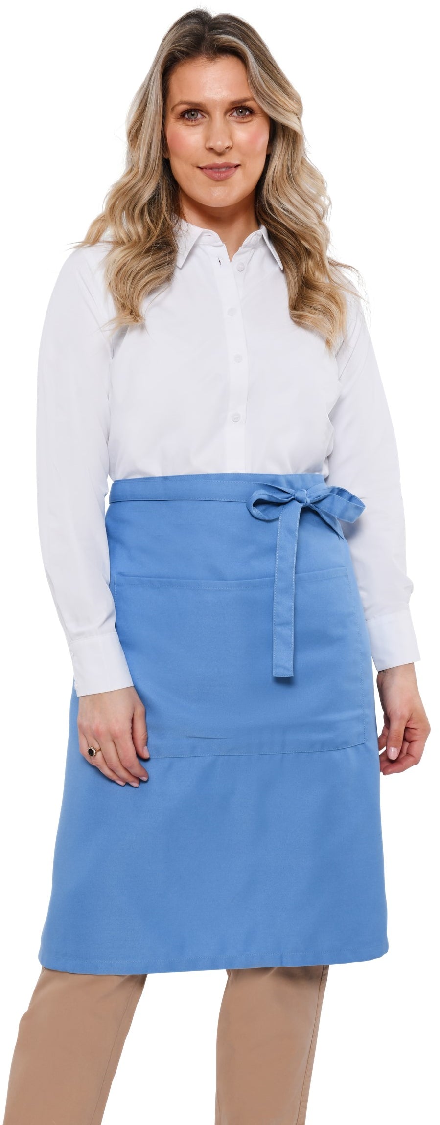 Dennys Recycled Waist Apron 24in With Pocket - Mid Blue