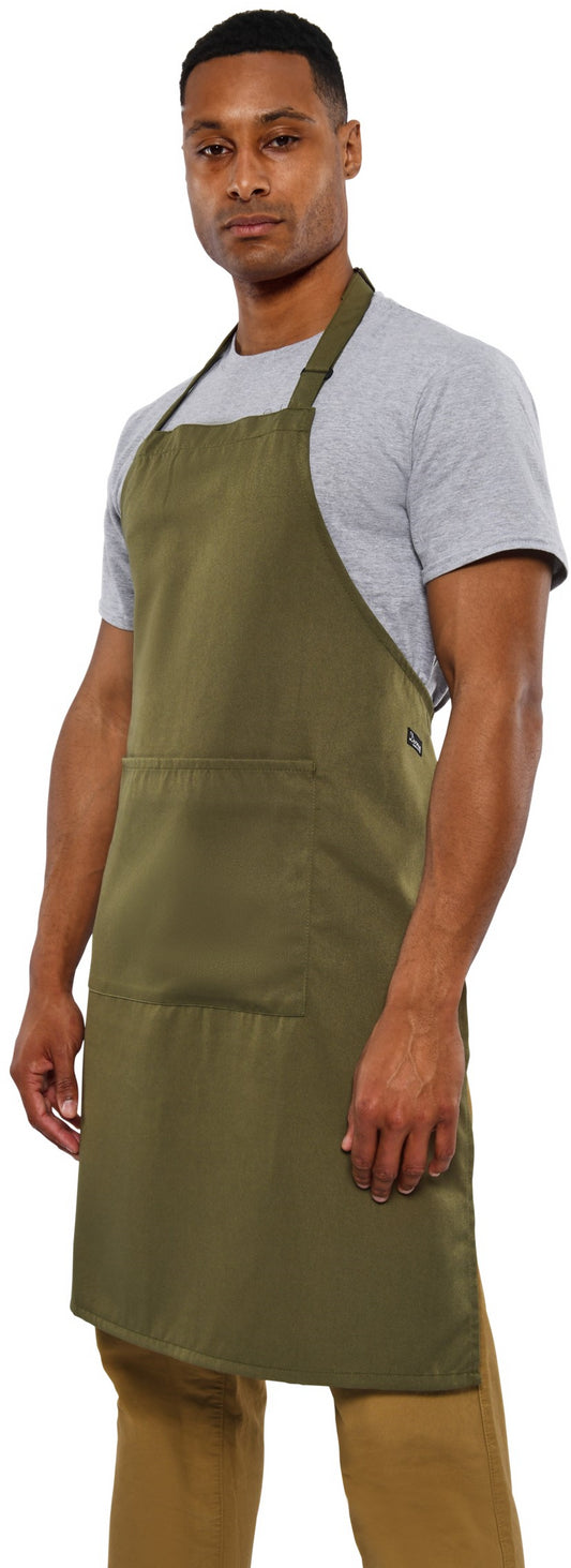 Dennys Recycled Full Length Bib Apron With Pocket - Olive