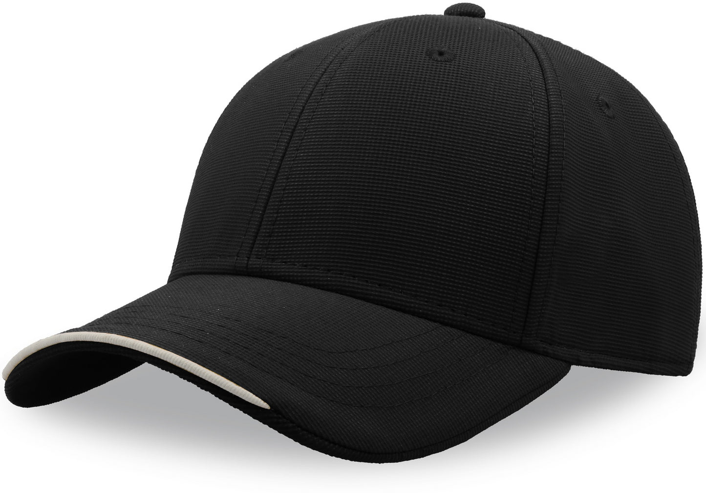 Atlantis Estoril S Recycled Jacquard Weave 6 Panel Cap - Black