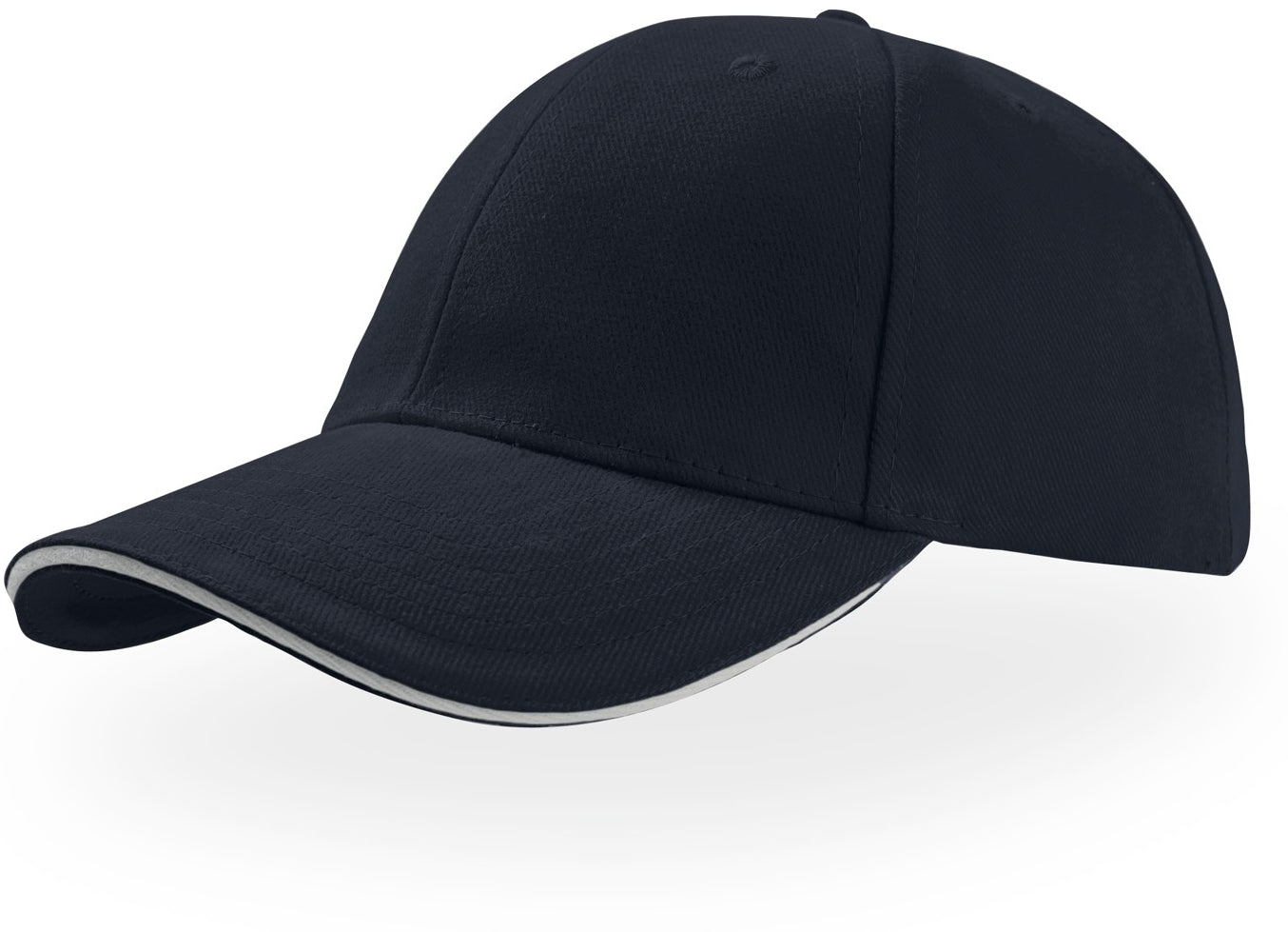 Atlantis Liberty Sandwich Heavy Brush Cotton 6 Panel Baseball Cap - Navy/Ecru