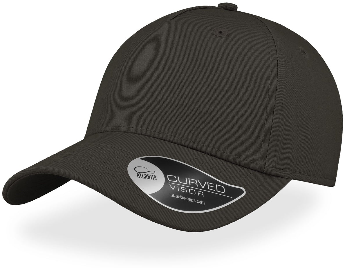 Atlantis Shot Curved Visor 5 Panel Structured Cap - Dark Grey