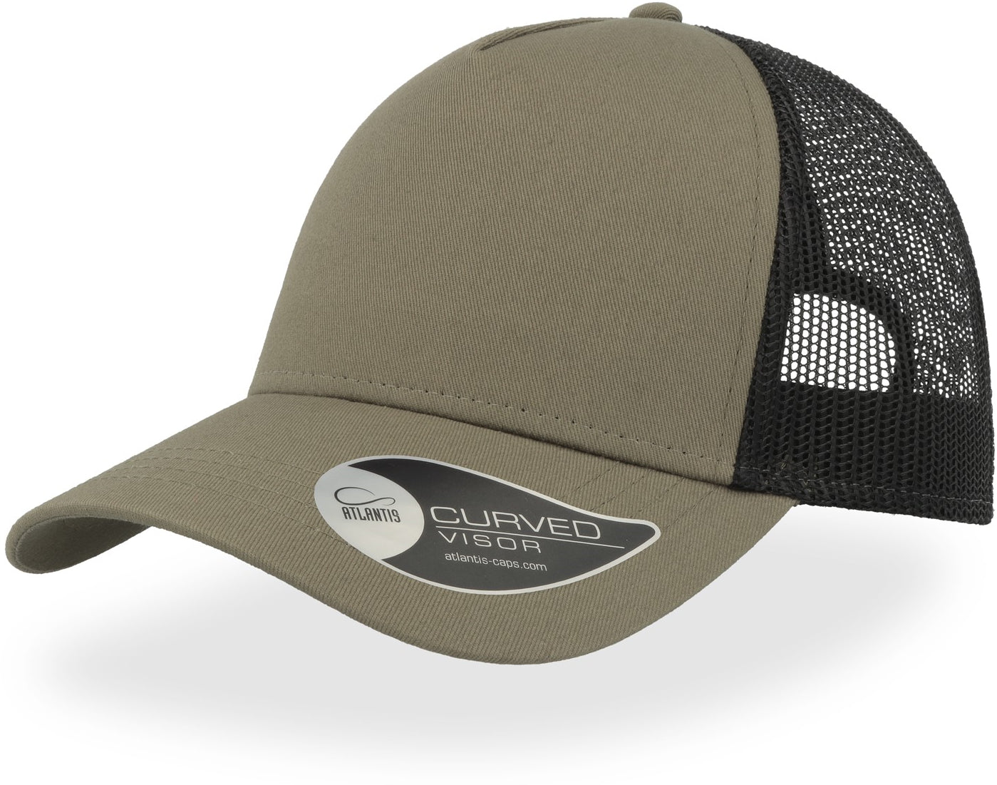 Atlantis Rapper Cotton 5 Panel Trucker Cap - Olive/Black