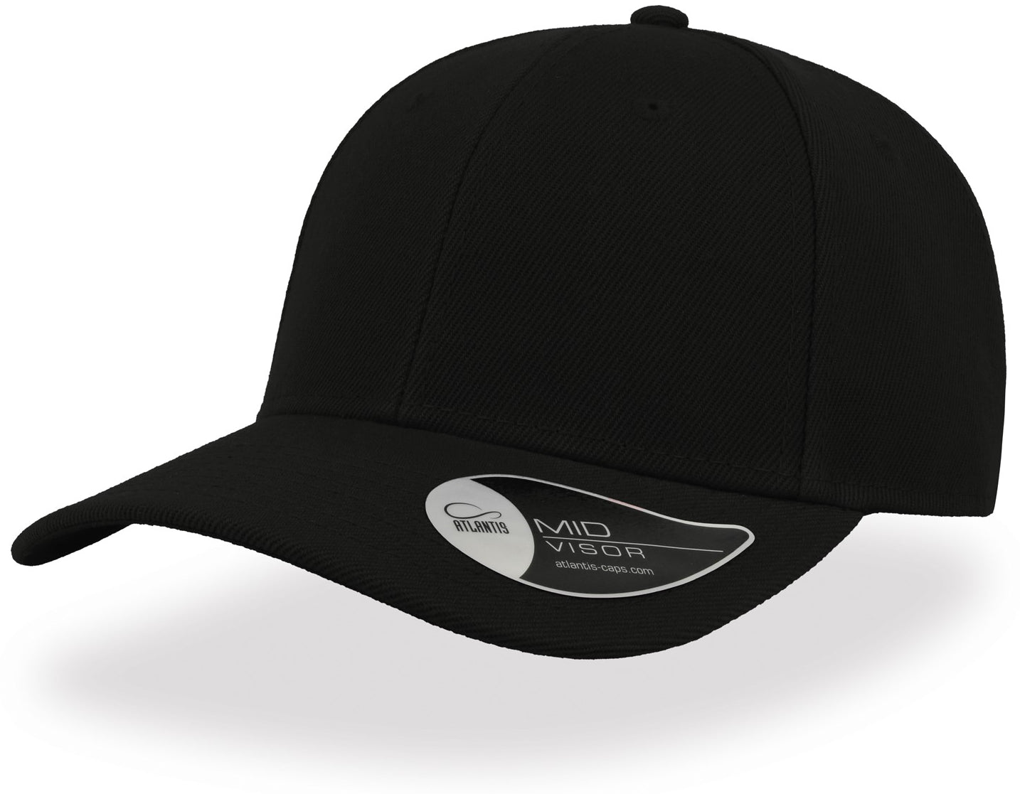 Atlantis Beat Mid Visor Structured 6 Panel Cap - Black