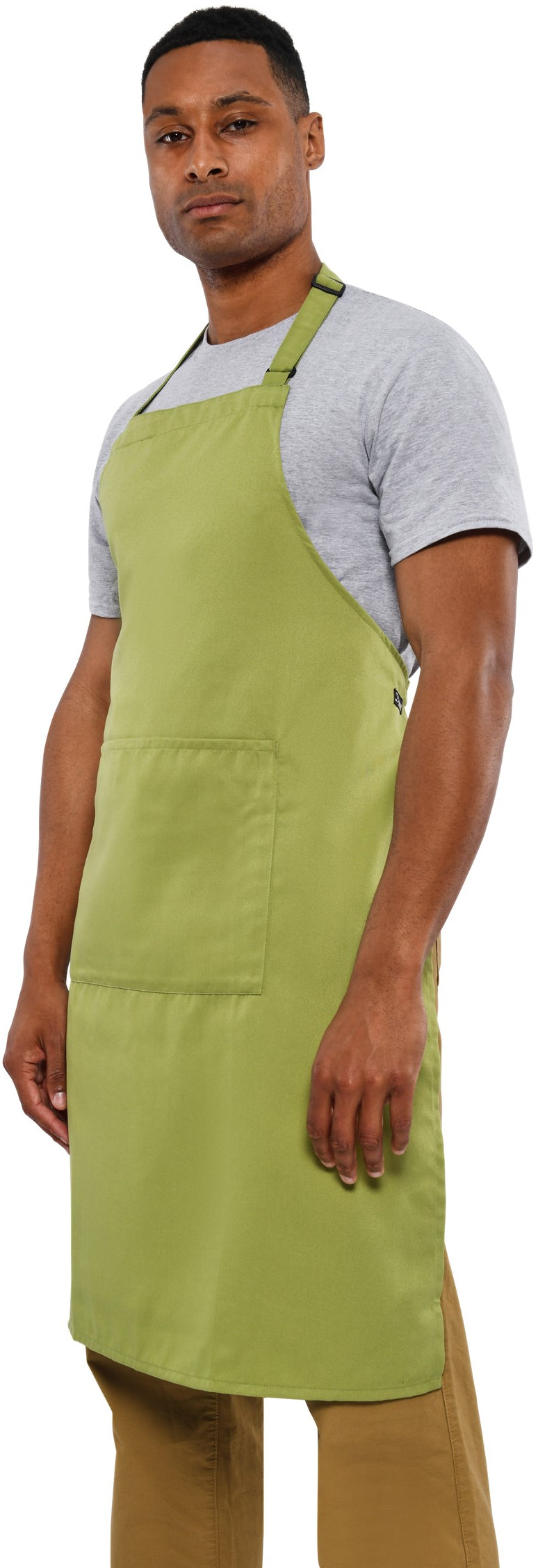 Dennys Recycled Full Length Bib Apron With Pocket - Light Olive