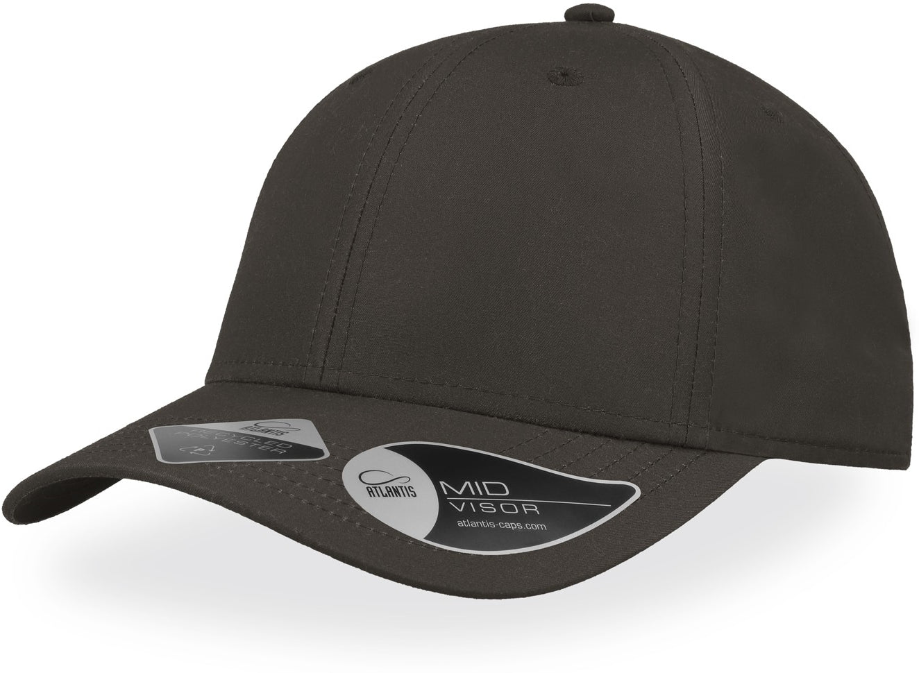 Atlantis Recy Feel Recycled Twill 6 Panel Cap - Dark Grey