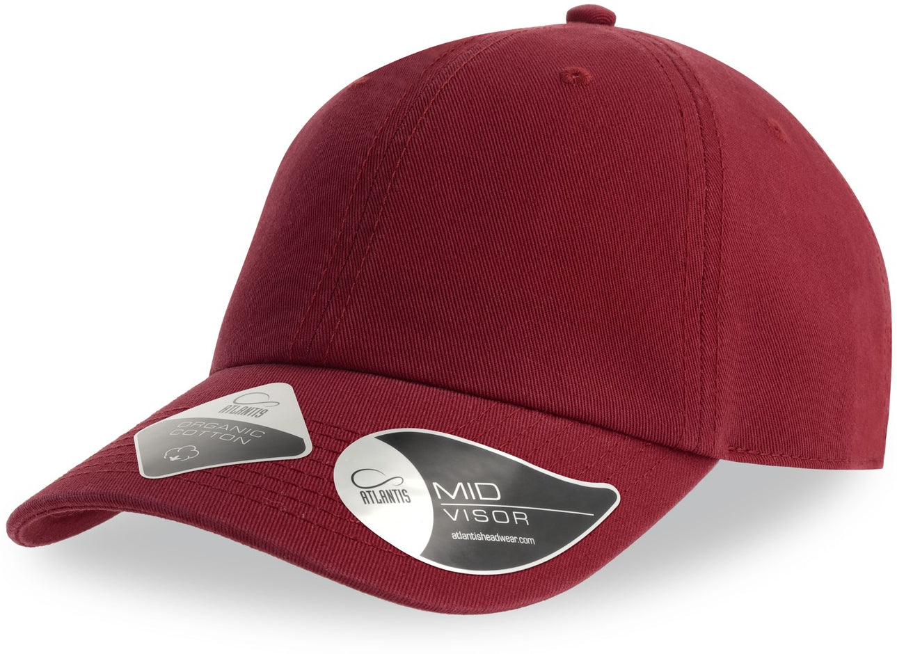 Atlantis Fraser Organic Cotton Unstructured 6 Panel Cap - Cardinal Red