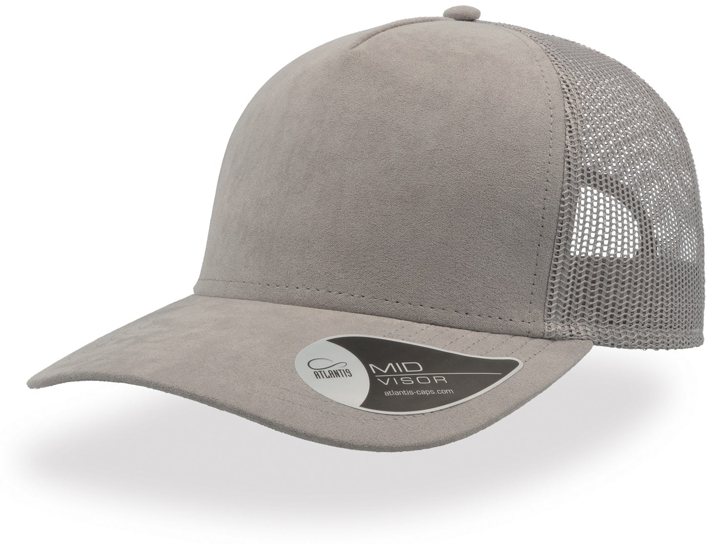 Atlantis Rapper Suede 5 Panel Trucker Cap - Grey