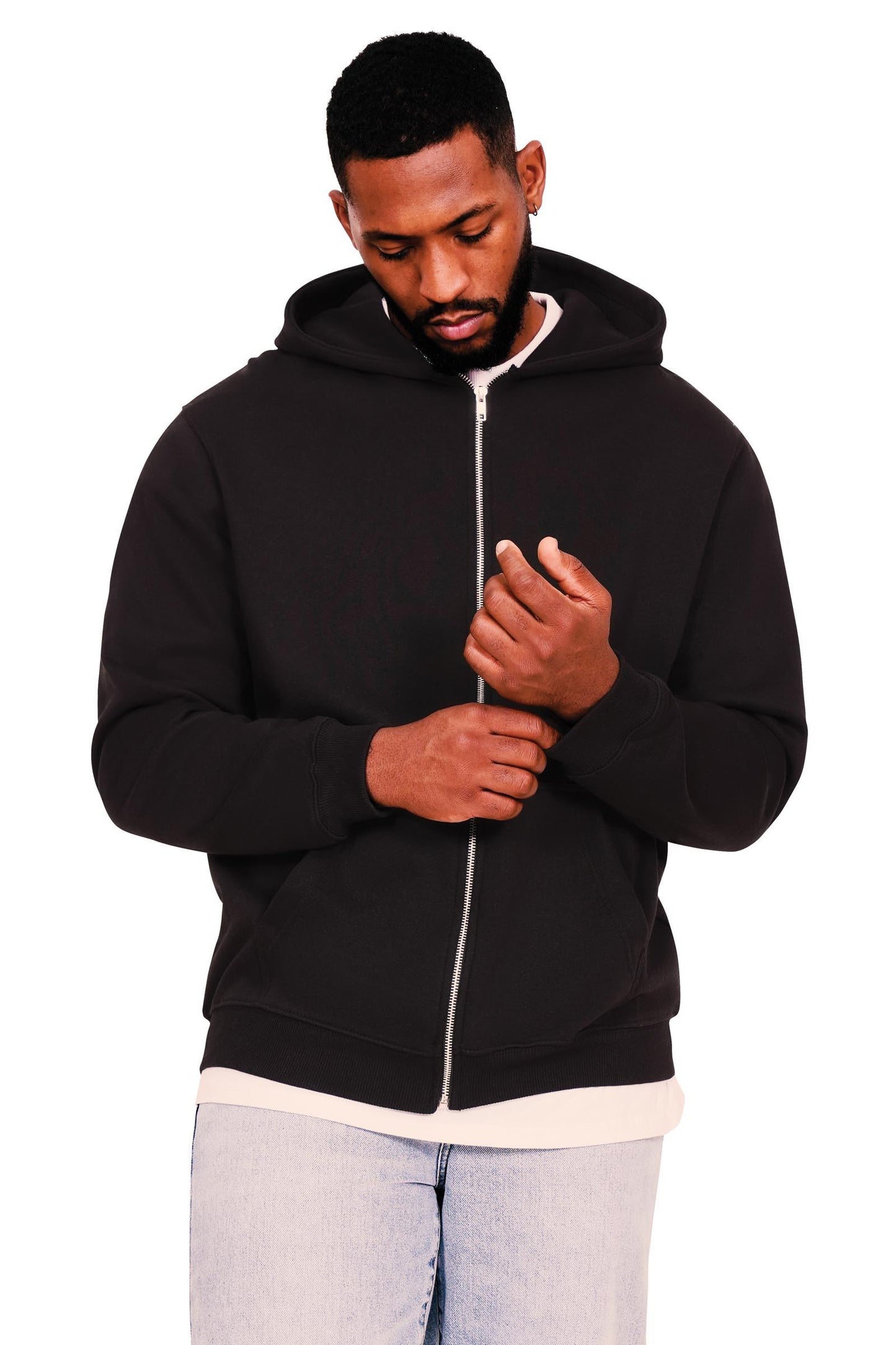 Casual Ringspun Blended 280 Core Tall Zip Hood - Black
