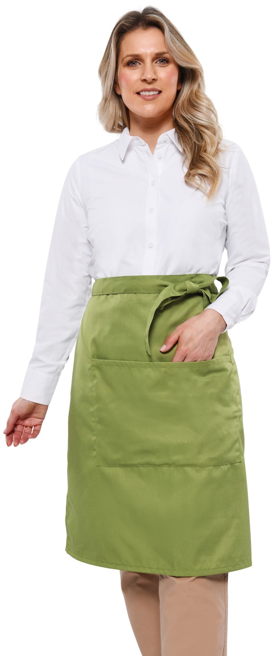 Dennys Recycled Waist Apron 24in With Pocket - Light Olive