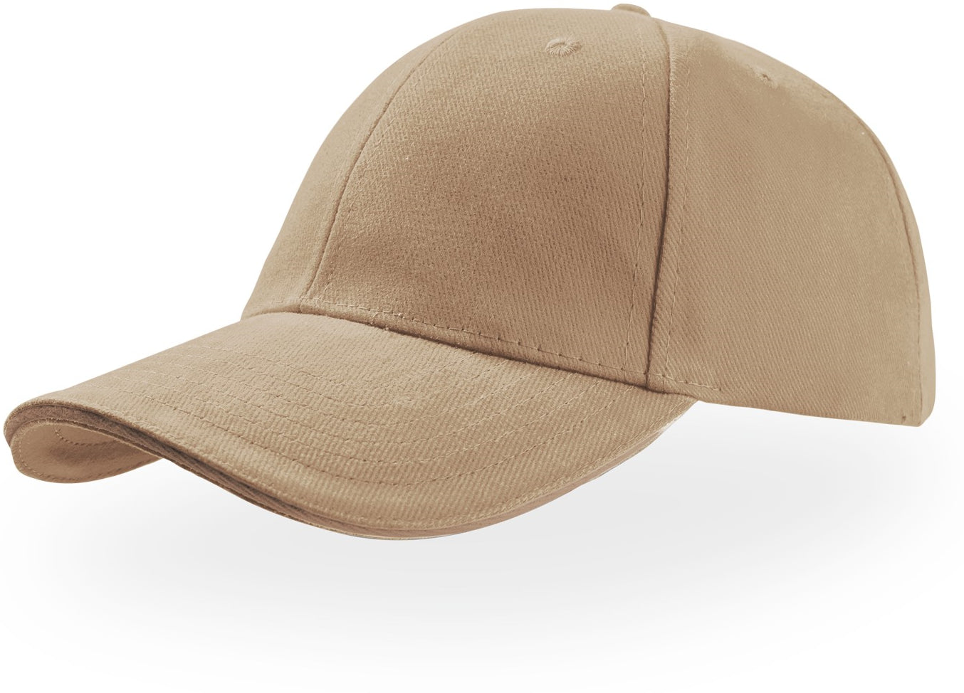 Atlantis Liberty Sandwich Heavy Brush Cotton 6 Panel Baseball Cap - Khaki/Khaki