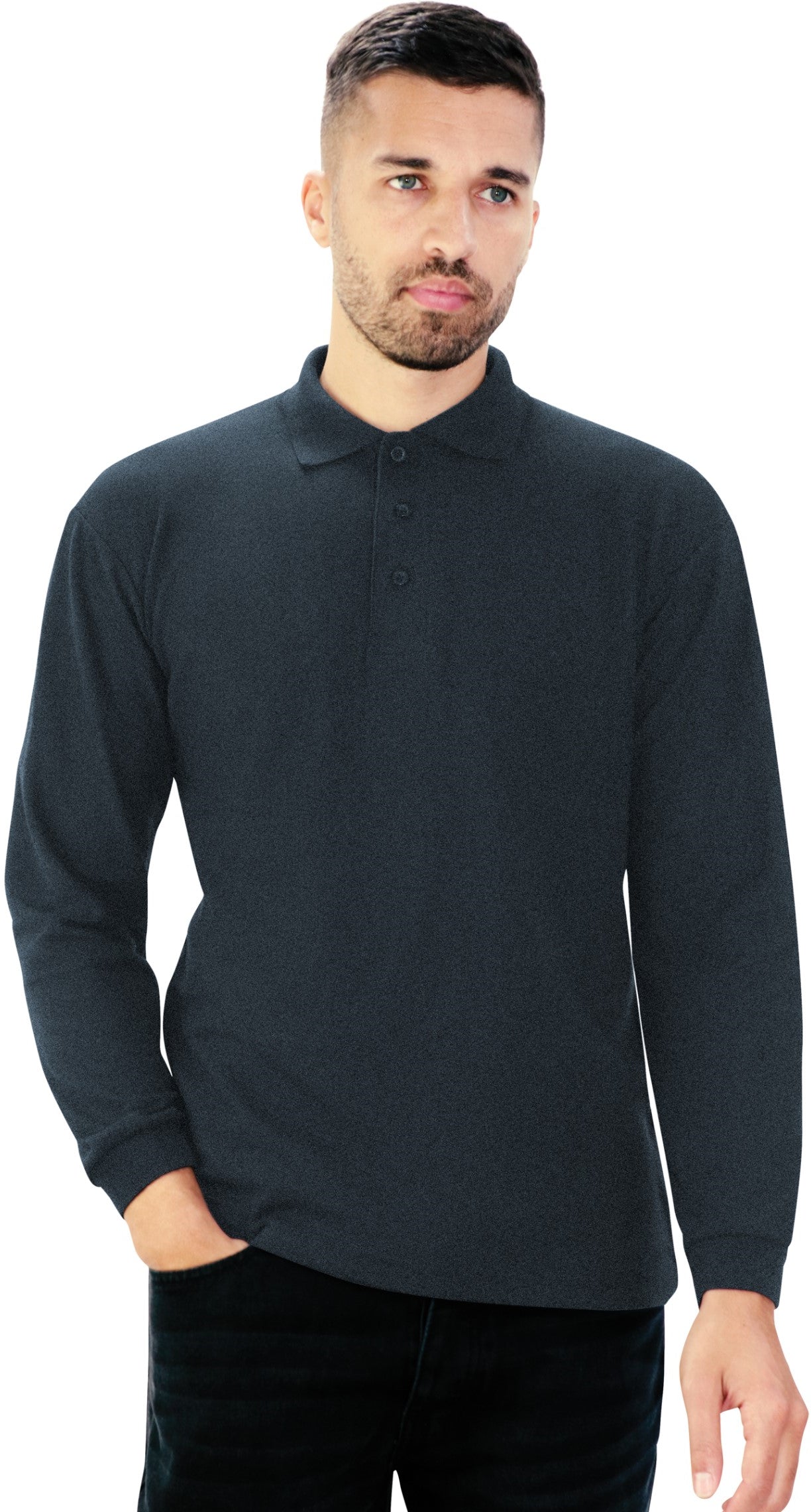 Casual Classic L/S Polo - Dk Heather