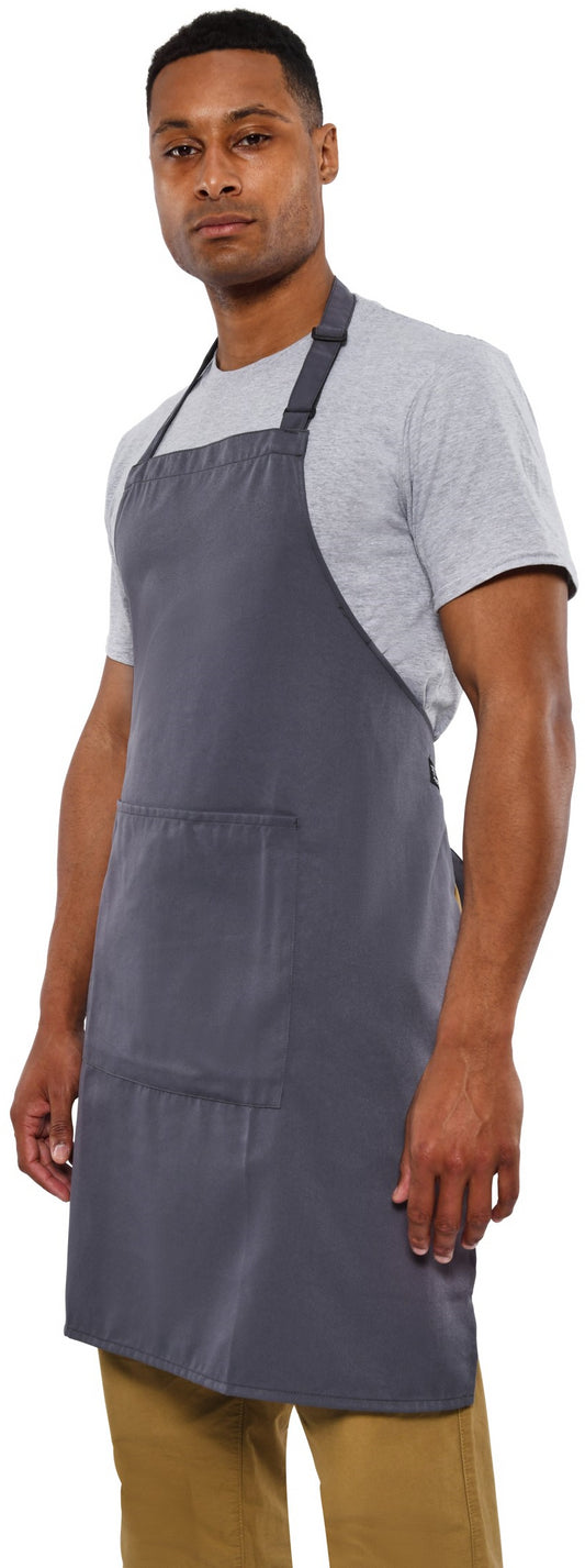 Dennys Recycled Full Length Bib Apron With Pocket - Storm Grey