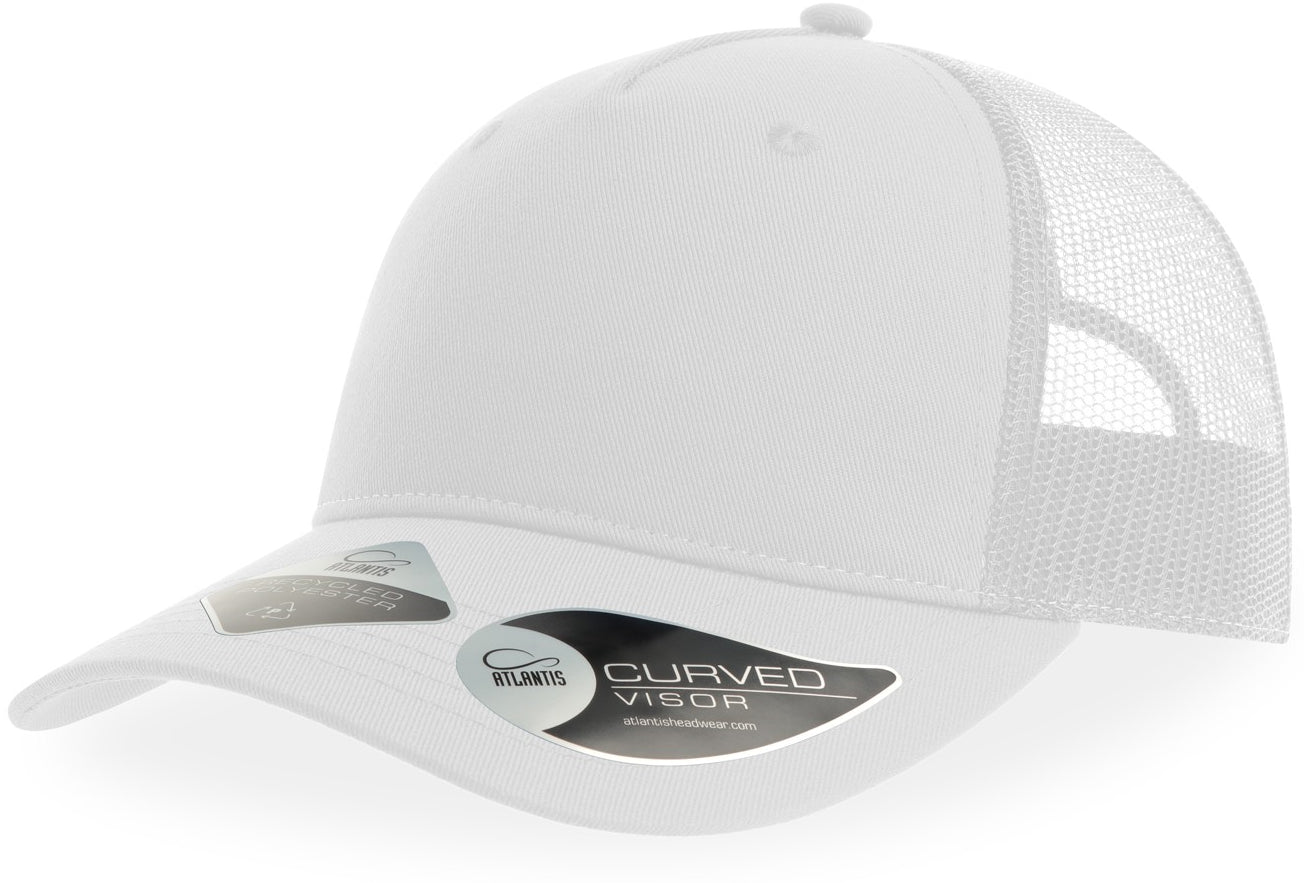 Atlantis Zion Recycled Trucker 5 Panel Cap - White/White