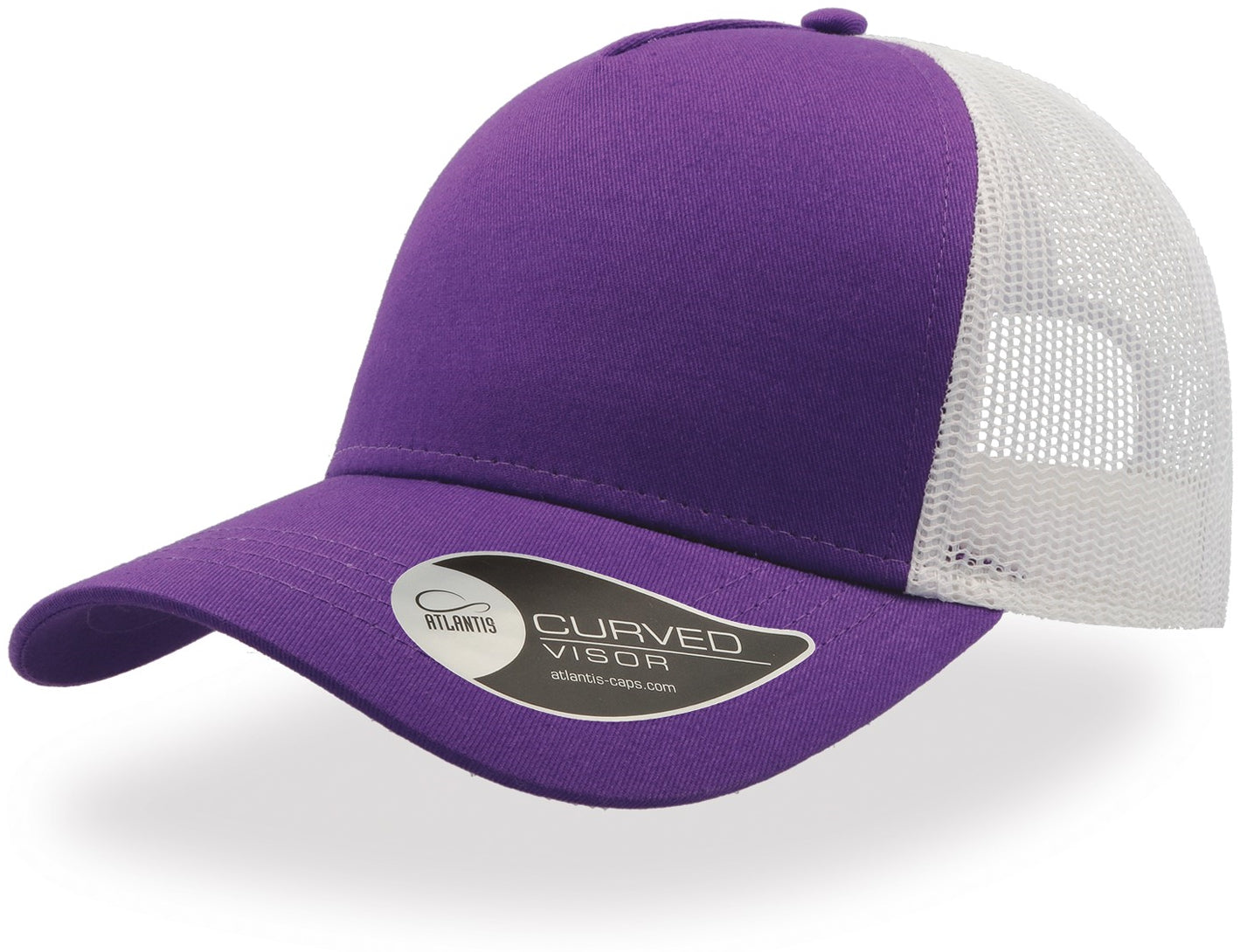 Atlantis Rapper Cotton 5 Panel Trucker Cap - Purple/White