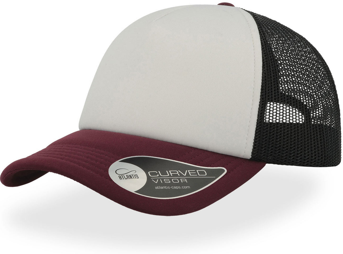Atlantis Rapper 5 Panel Trucker Cap - White/Black/Burgundy