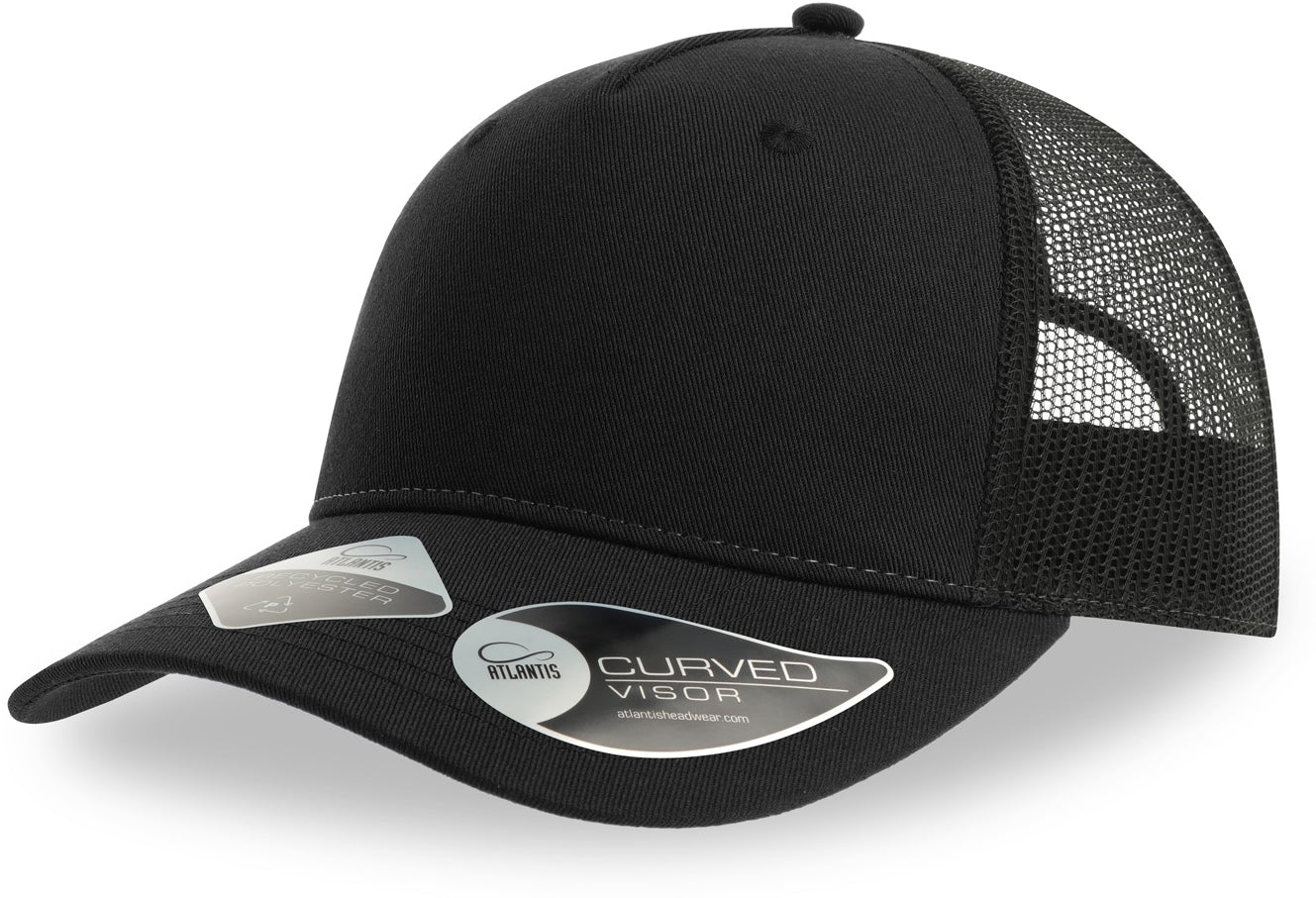 Atlantis Zion Recycled Trucker 5 Panel Cap - Black/Black