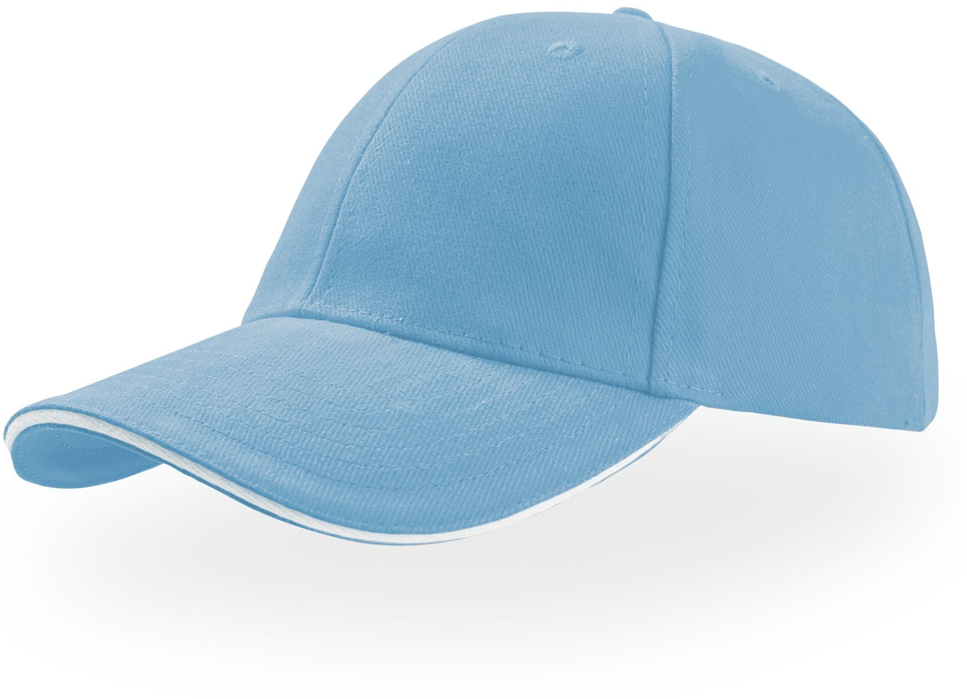 Atlantis Liberty Sandwich Heavy Brush Cotton 6 Panel Baseball Cap - Light Blue