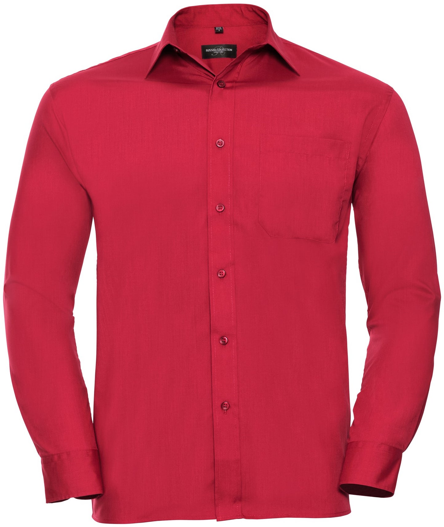 Russell Mens Poplin Shirts L/S - Classic Red