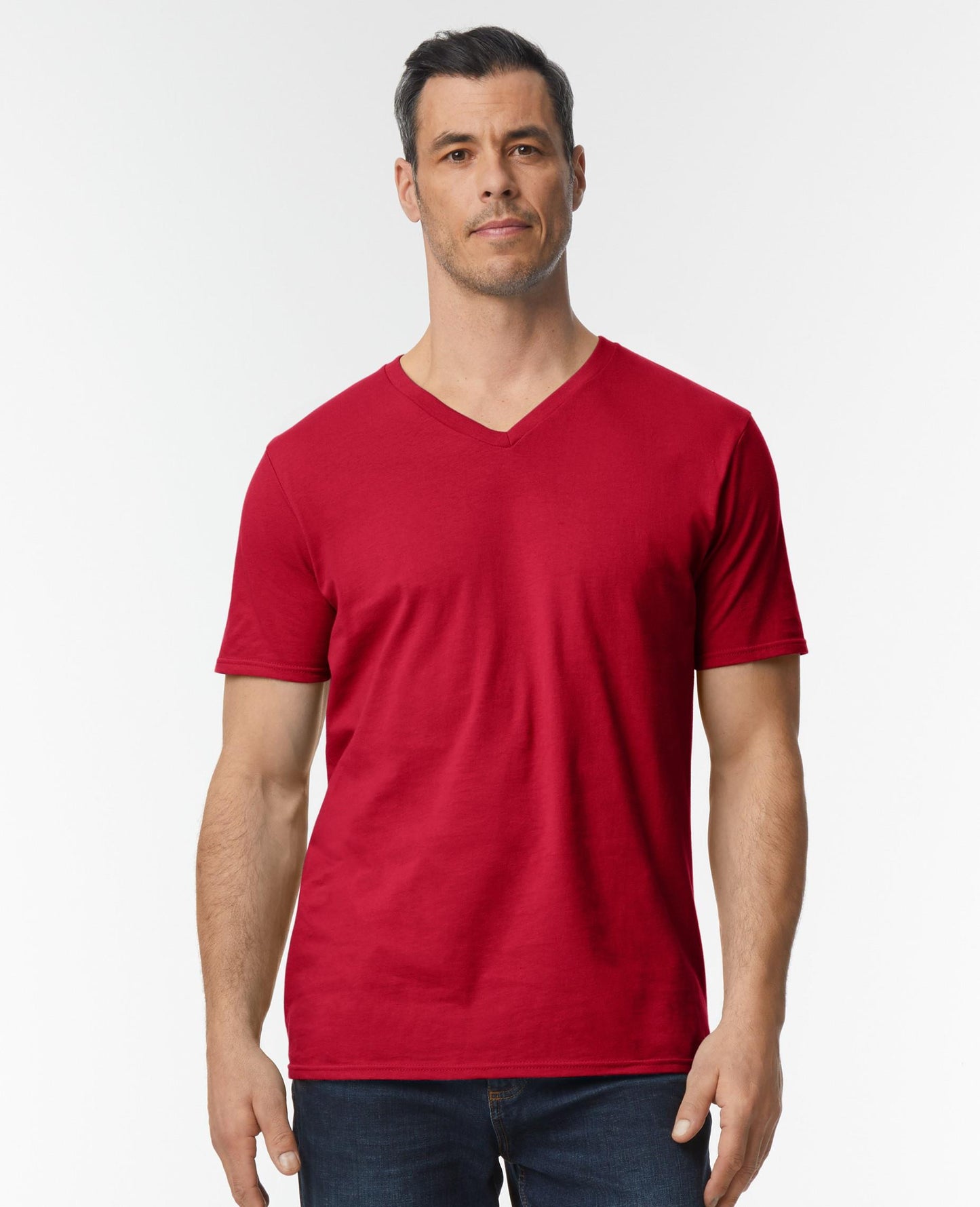 Gildan V Neck Softstyle T - Red