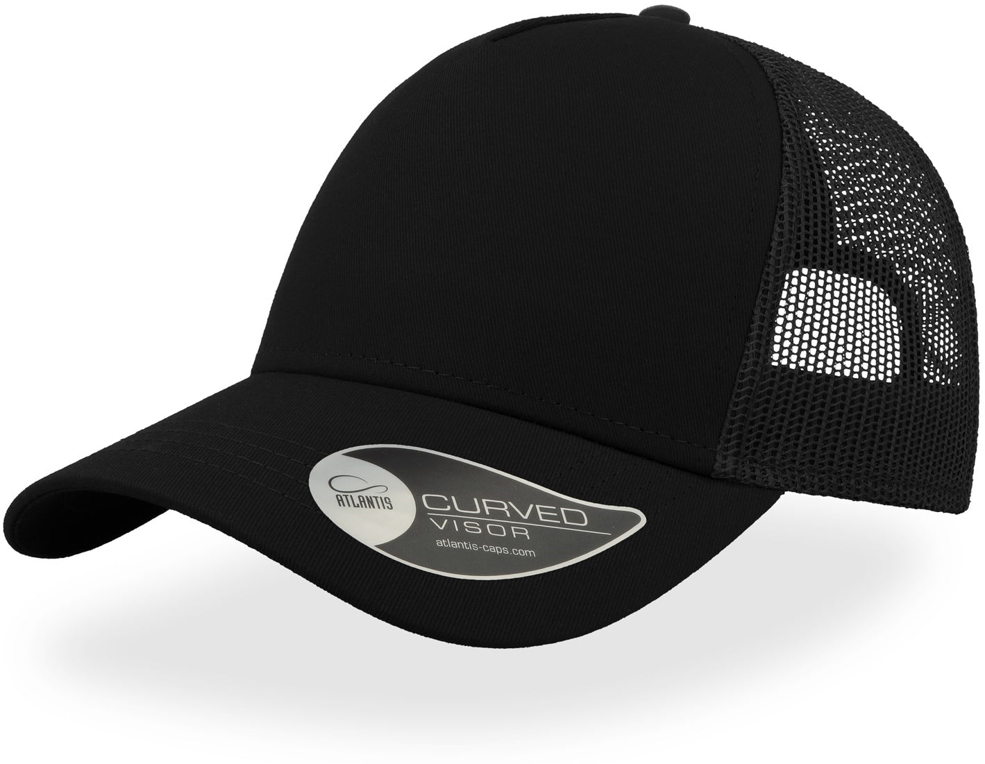Atlantis Rapper Cotton 5 Panel Trucker Cap - Black/Black