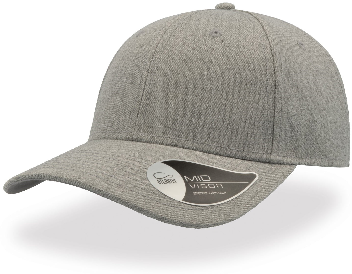 Atlantis Beat Mid Visor Structured 6 Panel Cap - Grey Melange