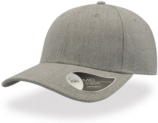 Atlantis Beat Mid Visor Structured 6 Panel Cap - Grey Melange