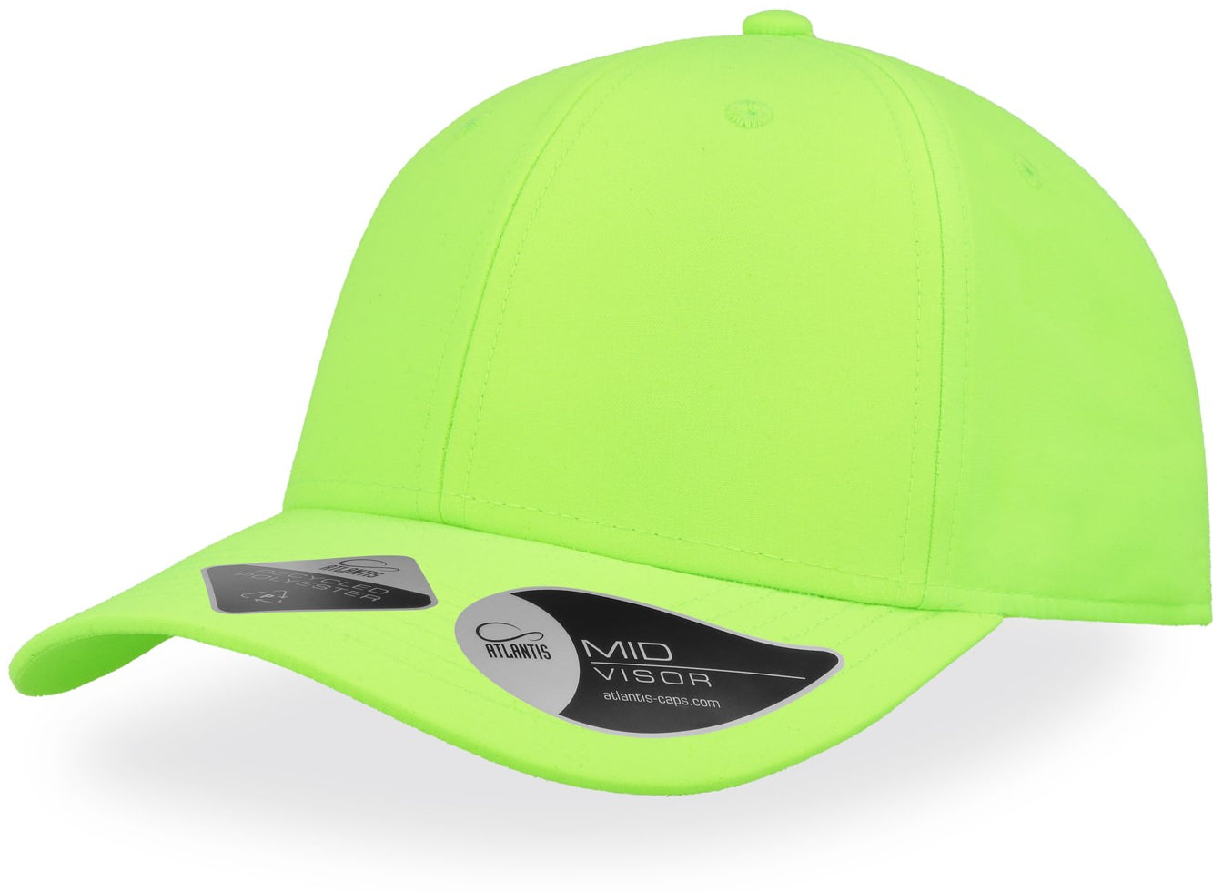Atlantis Recy Feel Recycled Twill 6 Panel Cap - Safety Green