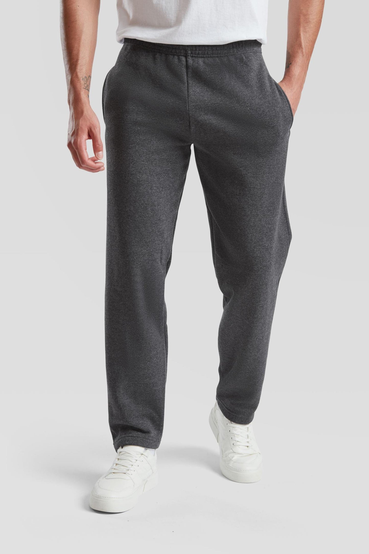 FotL Classic Open Hem Jog Pant - Dk Heather