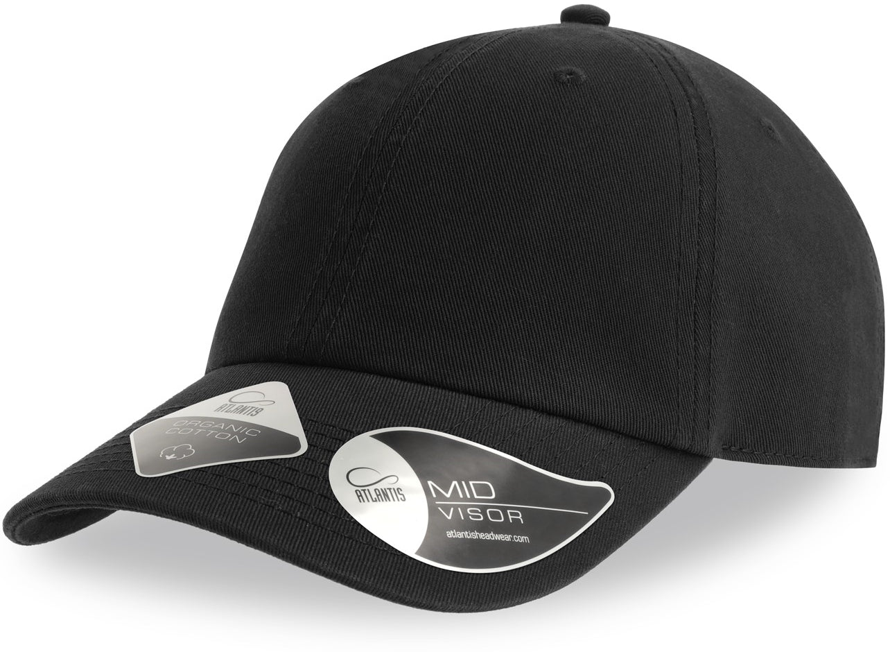 Atlantis Fraser Organic Cotton Unstructured 6 Panel Cap - Black