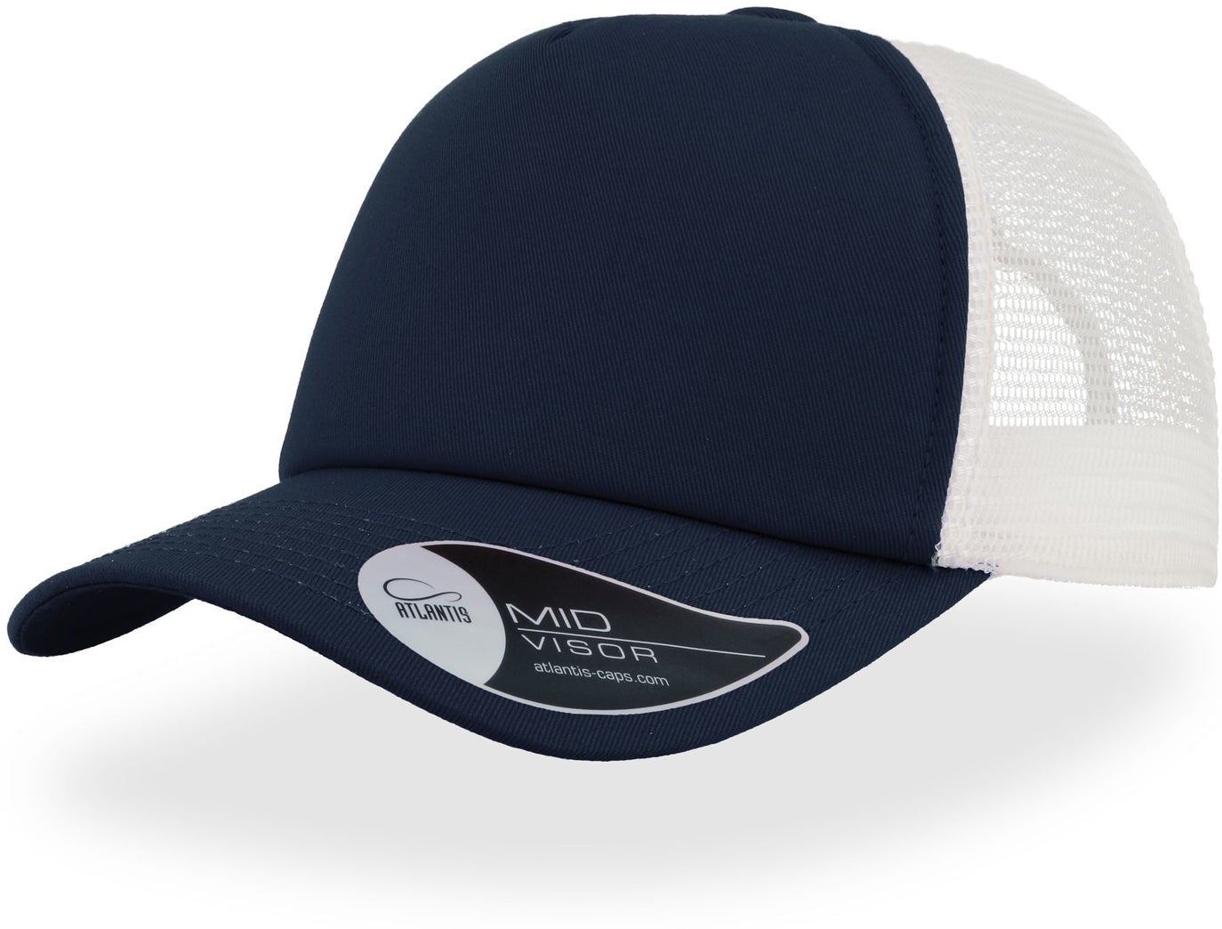 Atlantis Record Mid Visor 5 Panel Trucker Cap - Navy