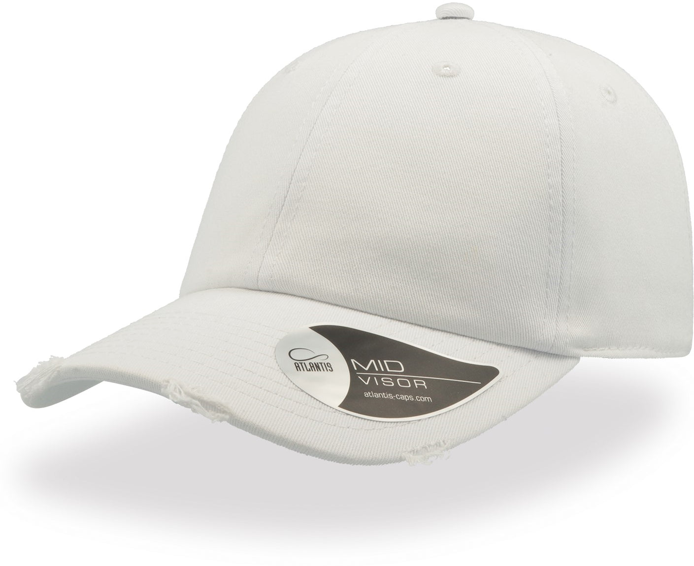 Atlantis Dad Hat Destroyed 6 Panel Cap - White