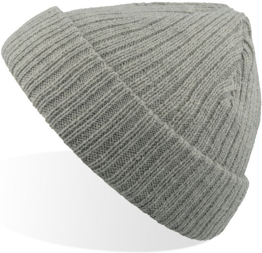 Atlantis Docker Short Beanie With Turn Up - Grey Melange
