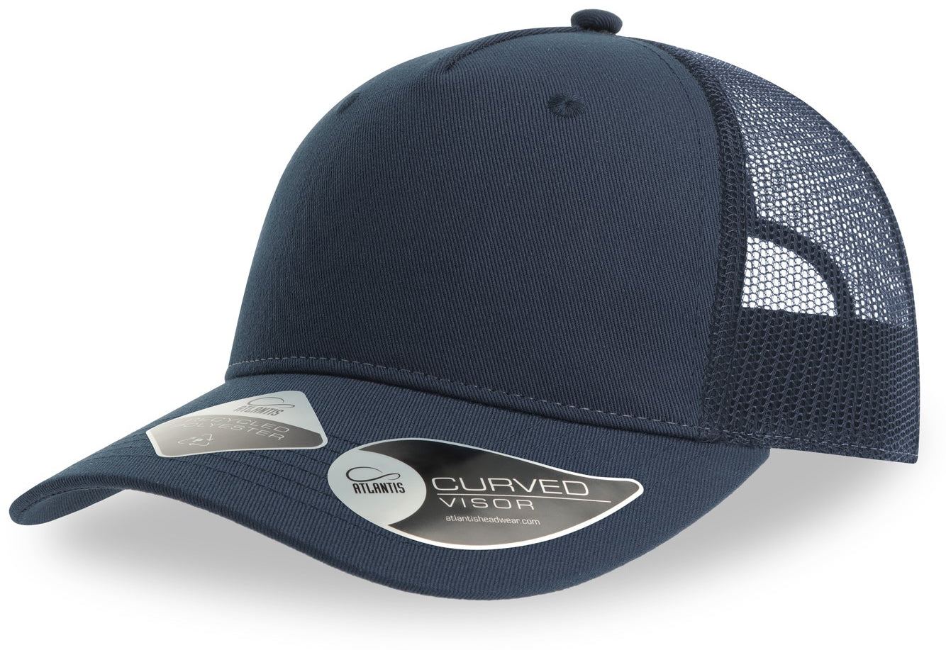 Atlantis Zion Recycled Trucker 5 Panel Cap - Navy/Navy
