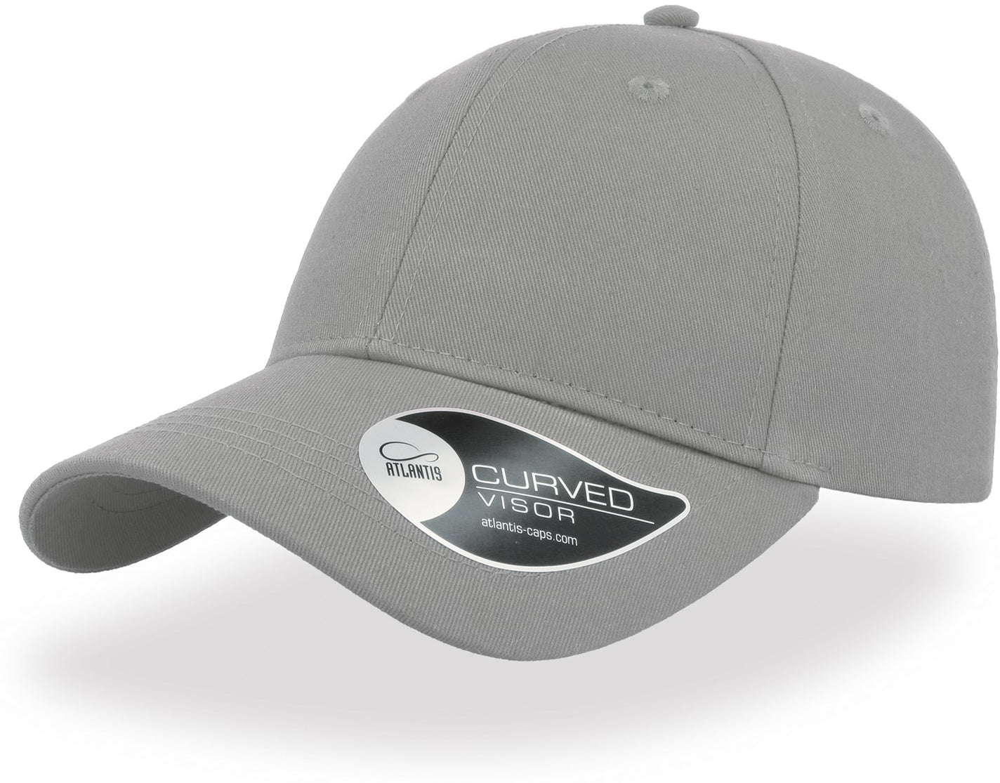 Atlantis Hit Twill Curved Visor 6 Panel Cap - Light Grey