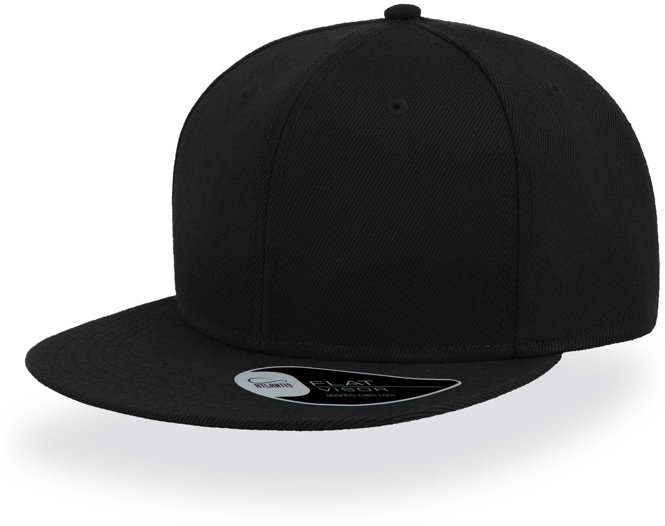 Atlantis Snap Back Flat Visor 6 Panel Cap - Black