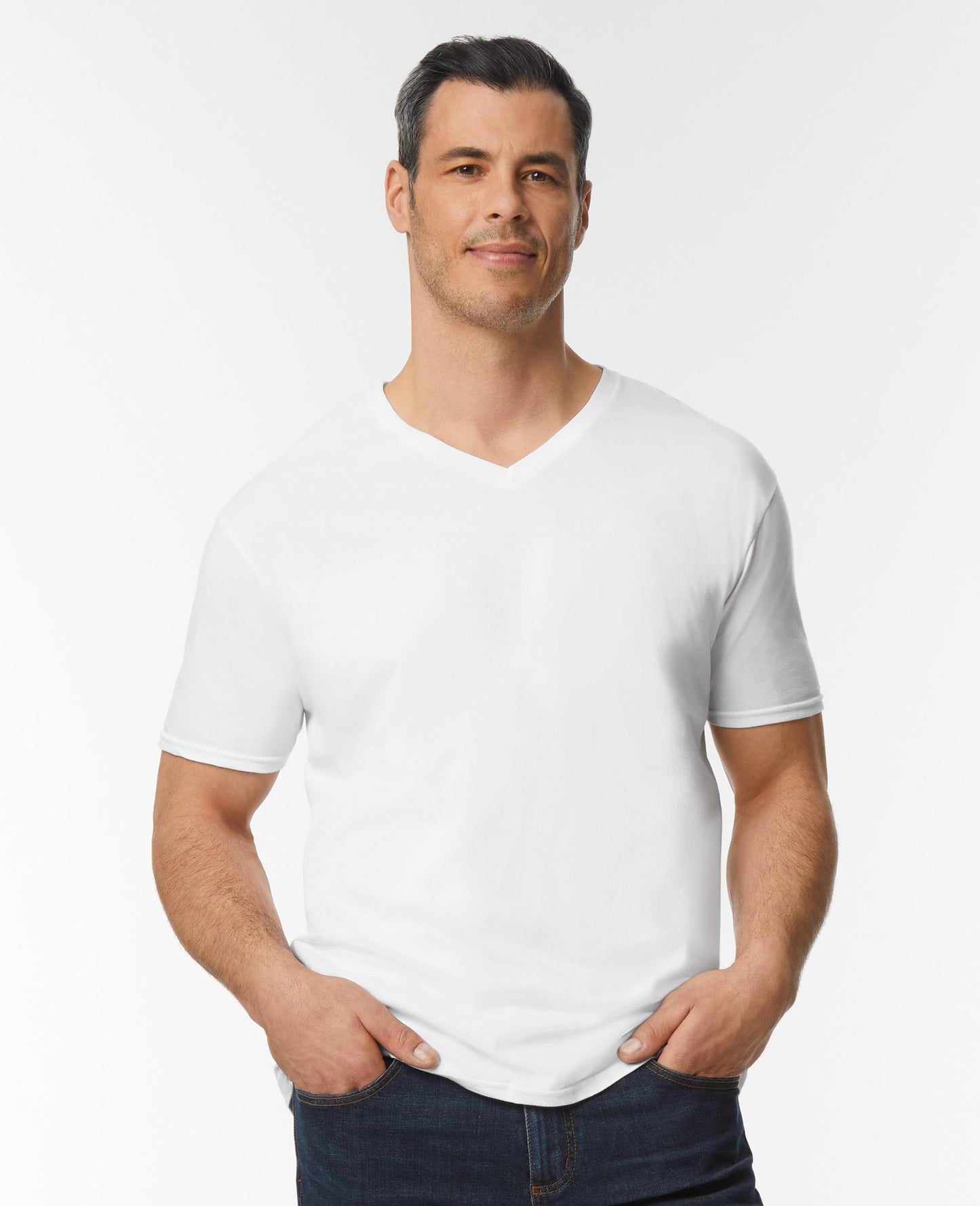 Gildan V Neck Softstyle T - White