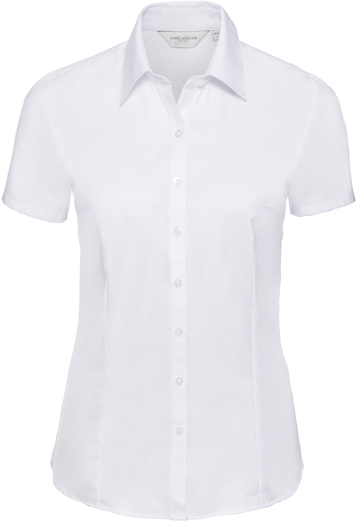 Russell Herringbone S/S Ladies Shirt - White