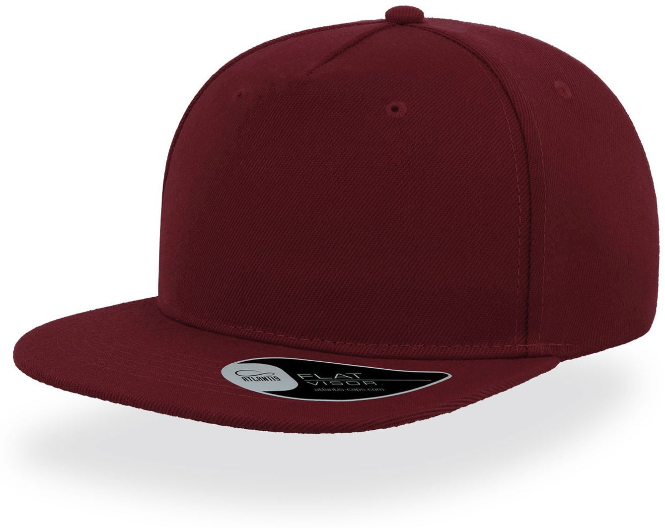Atlantis Snap Five Flat Visor 5 Panel Cap - Burgundy