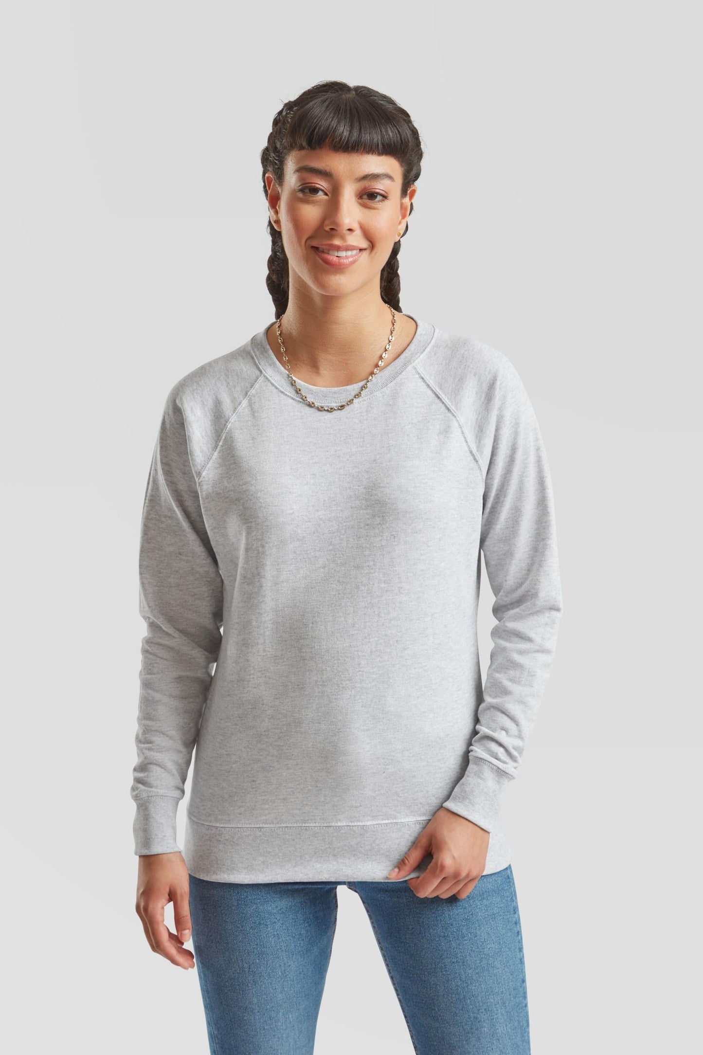 FotL Lightweight Raglan Sweat Ladies - Heather Grey