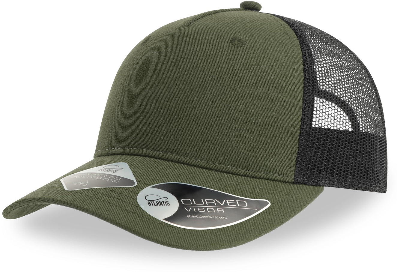 Atlantis Zion Recycled Trucker 5 Panel Cap - Olive/Black