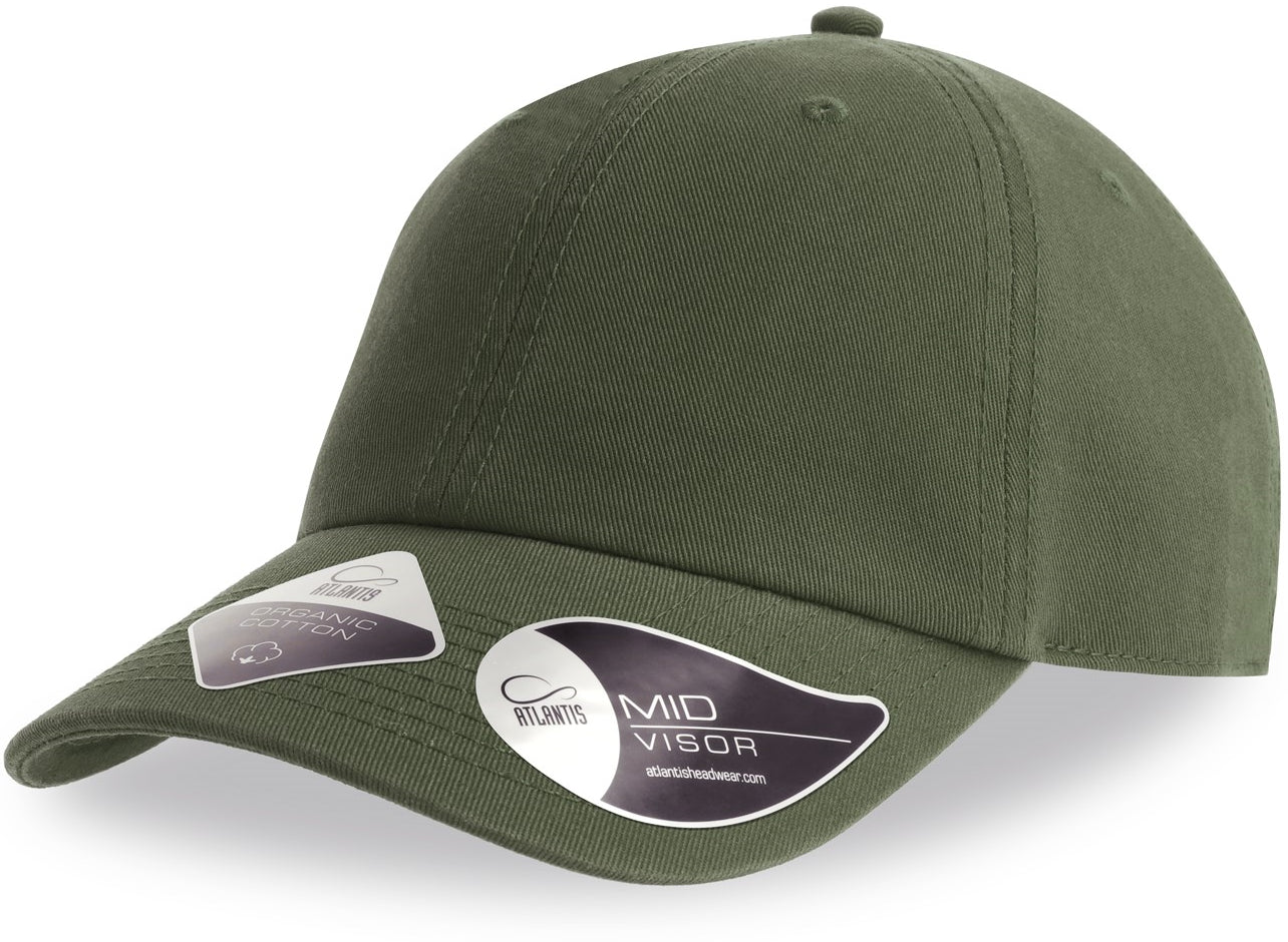 Atlantis Fraser Organic Cotton Unstructured 6 Panel Cap - Olive