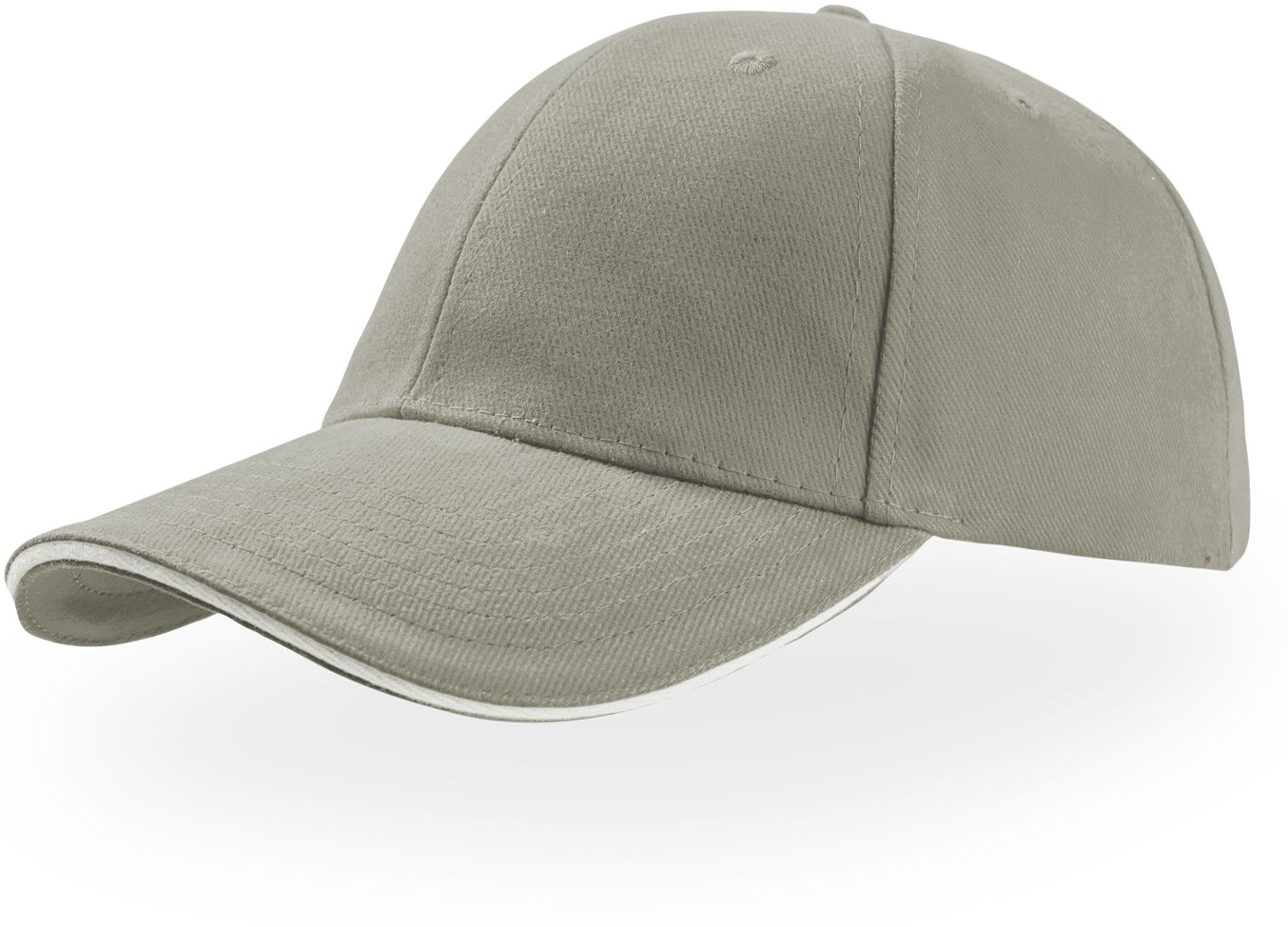 Atlantis Liberty Sandwich Heavy Brush Cotton 6 Panel Baseball Cap - Light Grey