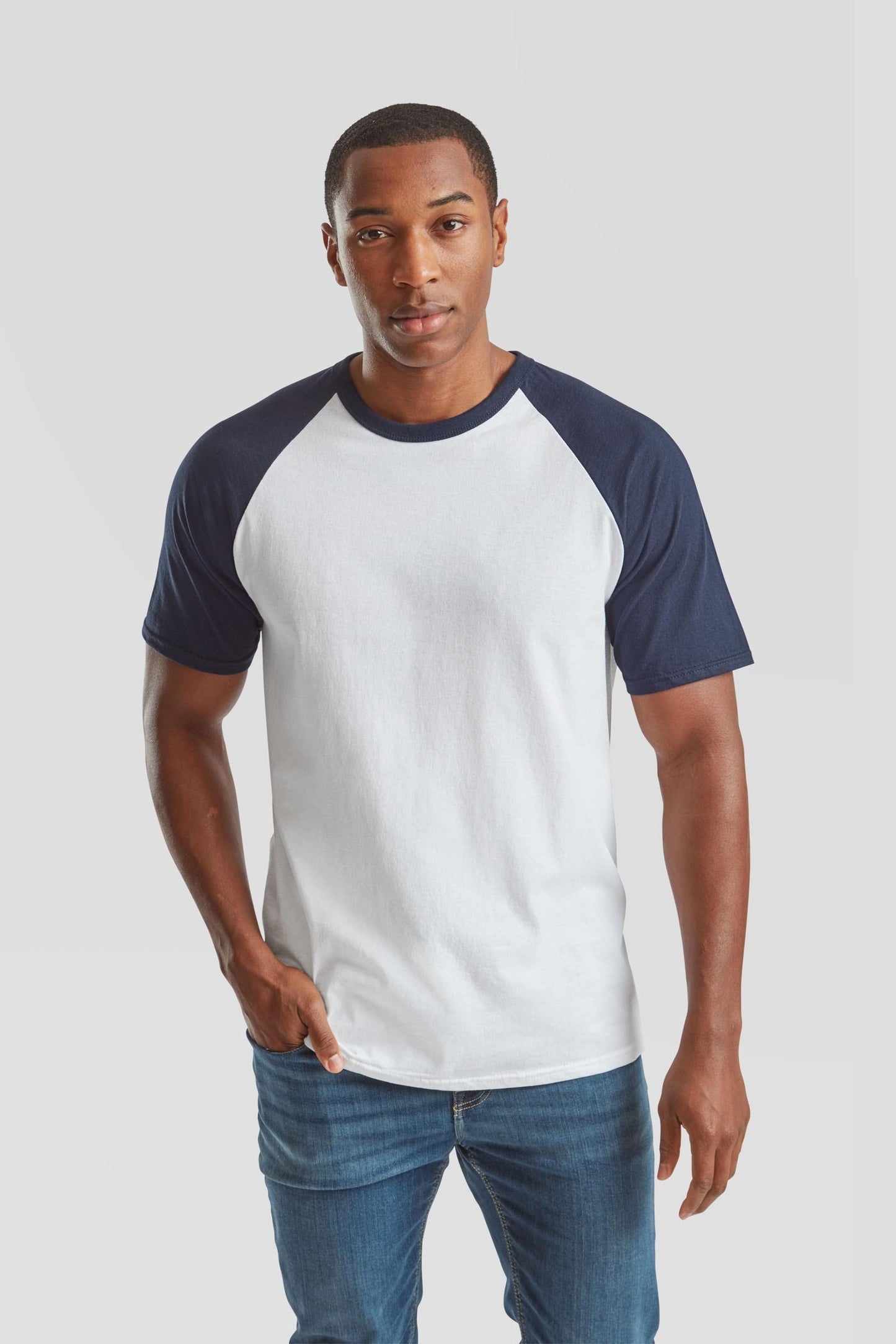 FotL Valueweight S/S Baseball T - White/Deep Navy