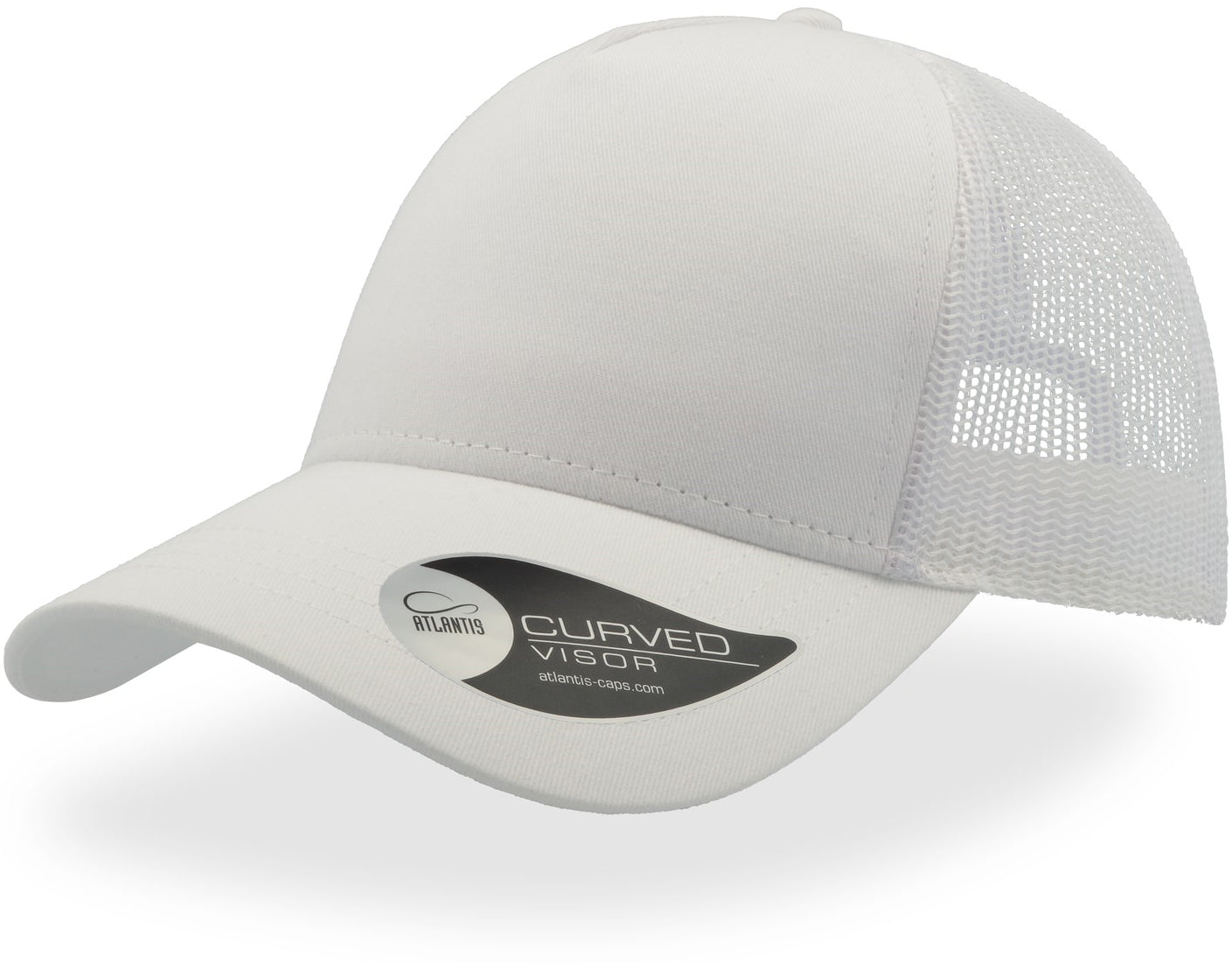 Atlantis Rapper Cotton 5 Panel Trucker Cap - White/White